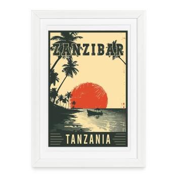 Découvrez le Zanzibar tropical en Tanzanie - Affiche encadrée (27 × 37 cm) - blanc - Devant