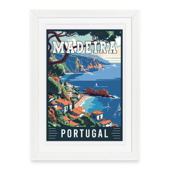 Découvrez la beauté de Madère au Portugal - Affiche encadrée (27 × 37 cm) - blanc - Devant