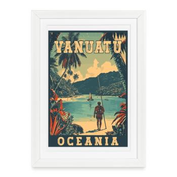 Explorez le Vanuatu en Océanie : Paradis tropical - Affiche encadrée (27 × 37 cm) - blanc - Devant