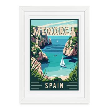 Découvrez la Sérénité à Minorque - Espagne - Affiche encadrée (27 × 37 cm) - blanc - Devant
