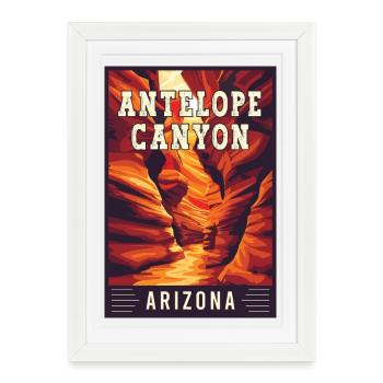 Découvrez les merveilles de l’Antelope Canyon en Arizona - Affiche encadrée (27 × 37 cm) - blanc - Devant