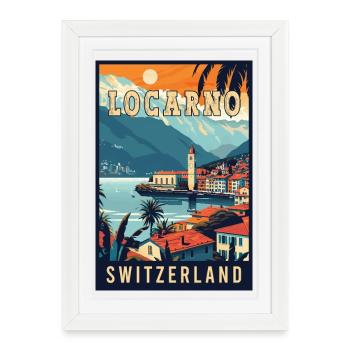 Tranquillité à Locarno - Suisse - Affiche encadrée (27 × 37 cm) - blanc - Devant