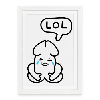 Émoticon drôle Junior LOL - Affiche encadrée (27 × 37 cm) - blanc - Devant
