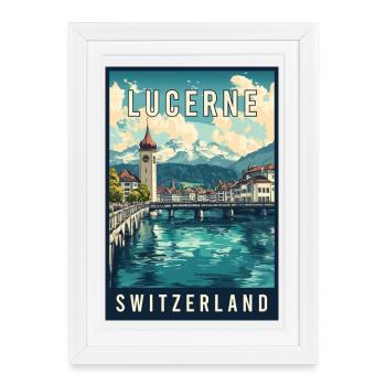 Explorez les Alpes suisses et Lucerne en Suisse - Affiche encadrée (27 × 37 cm) - blanc - Devant