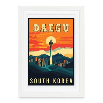 Vivez un Daegu dynamique en Corée du Sud - Affiche encadrée (27 × 37 cm) - blanc - Devant