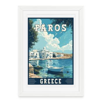 Experience Paros In Greece Mediterranean Paradise - Framed poster (27 × 37 cm) - white - Front