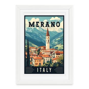 Vivez le Merano à couper le souffle en Italie - Affiche encadrée (27 × 37 cm) - blanc - Devant