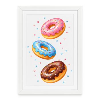 Colorful Donuts Illustration Set - Framed poster (27 × 37 cm) - white - Front