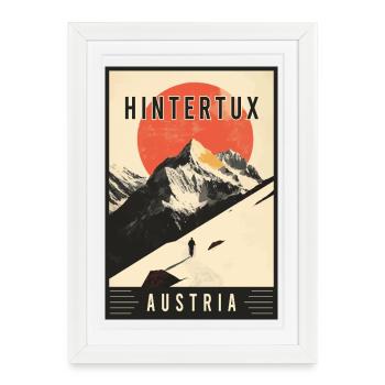Découvrez le village alpin de Hintertux en Autriche - Affiche encadrée (27 × 37 cm) - blanc - Devant