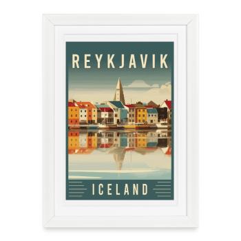 Explore Nordic Cityscape of Reykjavik in Iceland - Framed poster (27 × 37 cm) - white - Front