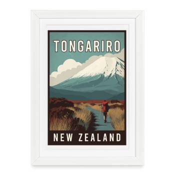 Découvrez Tongariro en Nouvelle-Zélande - Affiche encadrée (27 × 37 cm) - blanc - Devant