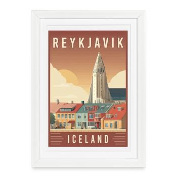 Discover Nordic Cityscape of Reykjavik in Iceland - Framed poster (27 × 37 cm) - white - Front