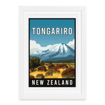 Découvrez Tongariro en Nouvelle-Zélande - Affiche encadrée (27 × 37 cm) - blanc - Devant