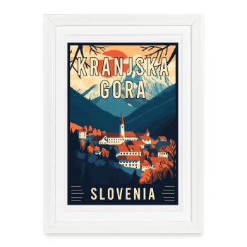 Découvrez la beauté alpine Kranjska Gora en Slovénie - Affiche encadrée (27 × 37 cm) - blanc - Devant