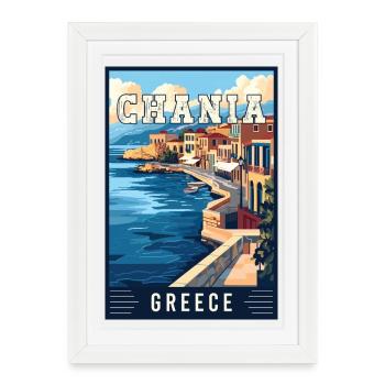 Découvrez la magnifique Chanée en Grèce - Affiche encadrée (27 × 37 cm) - blanc - Devant