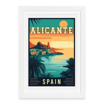 Découvrez le charme méditerranéen d’Alicante, Espagne - Affiche encadrée (27 × 37 cm) - blanc - Devant