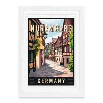 Découvrez le magnifique Nuremberg historique en Allemagne - Affiche encadrée (27 × 37 cm) - blanc - Devant