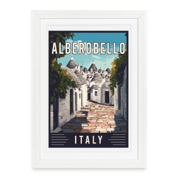 Découvrez l’Alberobello méditerranéen en Italie - Affiche encadrée (27 × 37 cm) - blanc - Devant
