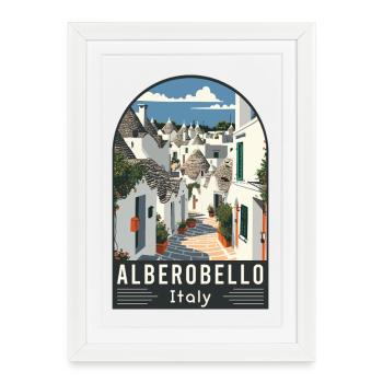 Découvrez la magie de Trulli d’Alberobello en Italie - Affiche encadrée (27 × 37 cm) - blanc - Devant