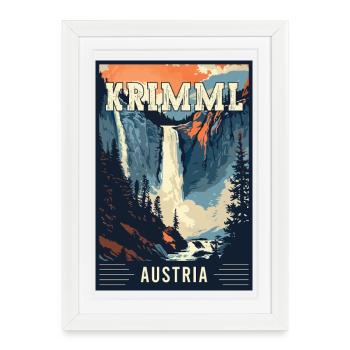 Découvrez la majestueuse cascade de Krimml en Autriche - Affiche encadrée (27 × 37 cm) - blanc - Devant