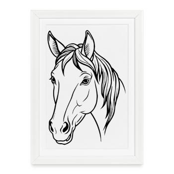 Tête de cheval - Affiche encadrée (27 × 37 cm) - blanc - Devant