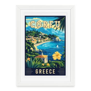 Explore Island Charm of Corfu in Greece - Framed poster (27 × 37 cm) - white - Front