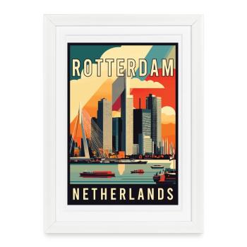 Vivez le magnifique Rotterdam aux Pays-Bas - Affiche encadrée (27 × 37 cm) - blanc - Devant