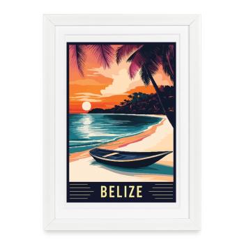 Découvrez le paradis tropical du Belize - Affiche encadrée (27 × 37 cm) - blanc - Devant