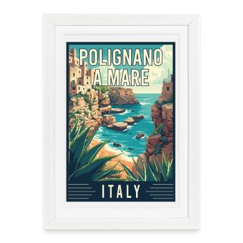 Discover Coastal Splendor Polignano a Mare Italy - Framed poster (27 × 37 cm) - white - Front
