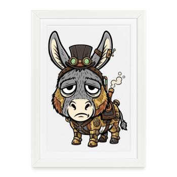 Donkey Cyborg Steampunk Top Hat Steam - Framed poster (27 × 37 cm) - white - Front