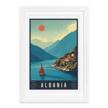 Découvrez les plages et les villes historiques d’Albanie - Affiche encadrée (27 × 37 cm) - blanc - Devant