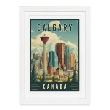 Discover Scenic Urban Scene of Calgary in Canada - Framed poster (27 × 37 cm) - white - Front