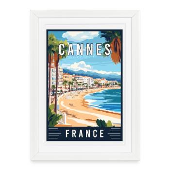Discover French Riviera and Cannes in France - Framed poster (27 × 37 cm) - white - Front