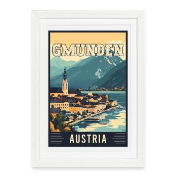 Gmunden Lakeside Beauty in Austria - Framed poster (27 × 37 cm) - white - Front