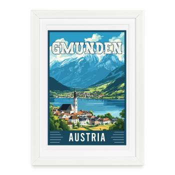 Explore the Lakeside Beauty of Gmunden in Austria - Framed poster (27 × 37 cm) - white - Front