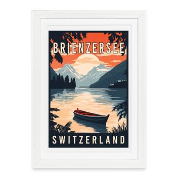 Experience Alpine Lake of Brienzersee Switzerland - Framed poster (27 × 37 cm) - white - Front