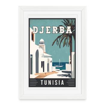 Explorez la Djerba méditerranéenne en Tunisie - Affiche encadrée (27 × 37 cm) - blanc - Devant