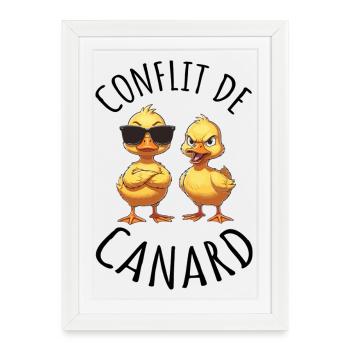 Conflit de Canards Humour Animal Duo Drôle Cartoon - Affiche encadrée (27 × 37 cm) - blanc - Devant