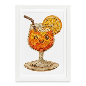 Paper Drink: Orange Face - Framed poster (27 × 37 cm) - white - Front