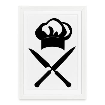 T-shirt Cuisine Chef - Cooking Master Icon - Affiche encadrée (27 × 37 cm) - blanc - Devant