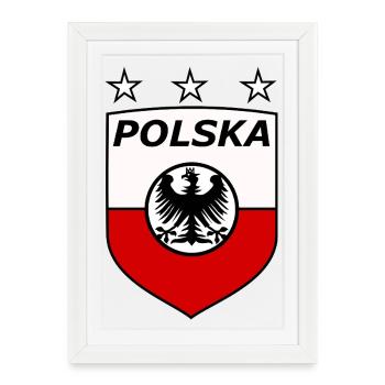 Polnisches Adlerwappen Schild - Gerahmtes Poster (27 × 37 cm) - Weiß - Vorne
