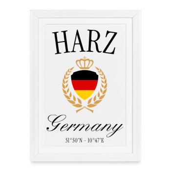 Couronne des armoiries du Harz – Souvenir de voyage de Brocken - Affiche encadrée (27 × 37 cm) - blanc - Devant