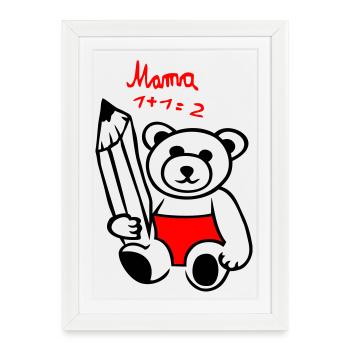 Inscription scolaire Ours en peluche - Affiche encadrée (27 × 37 cm) - blanc - Devant
