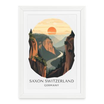 Suisse saxonne | Parc national vintage - Affiche encadrée (27 × 37 cm) - blanc - Devant