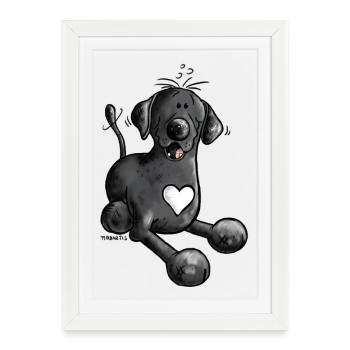 Labrador retriever chien comique design - Affiche encadrée (27 × 37 cm) - blanc - Devant