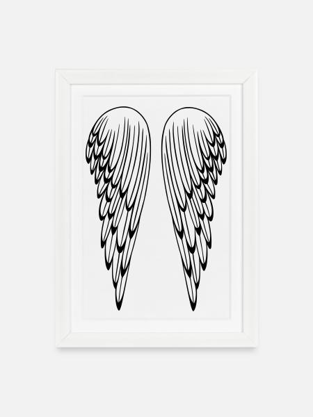 Engelsflügel, Flügel, Engel - Gerahmtes Poster (27 × 37 cm) - Weiß