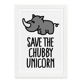 Save the chubby unicorn - Affiche encadrée (27 × 37 cm) - blanc - Devant