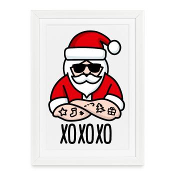 xoxoxo xoxo xo ho Hugs Kisses Santa Claus - Framed poster (27 × 37 cm) - white - Front