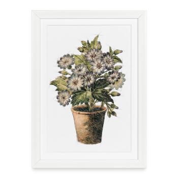 T-shirt rétro rétro en pot fleuri vintage - Affiche encadrée (27 × 37 cm) - blanc - Devant