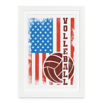 Joueur de volley-ball patriotique - Affiche encadrée (27 × 37 cm) - blanc - Devant